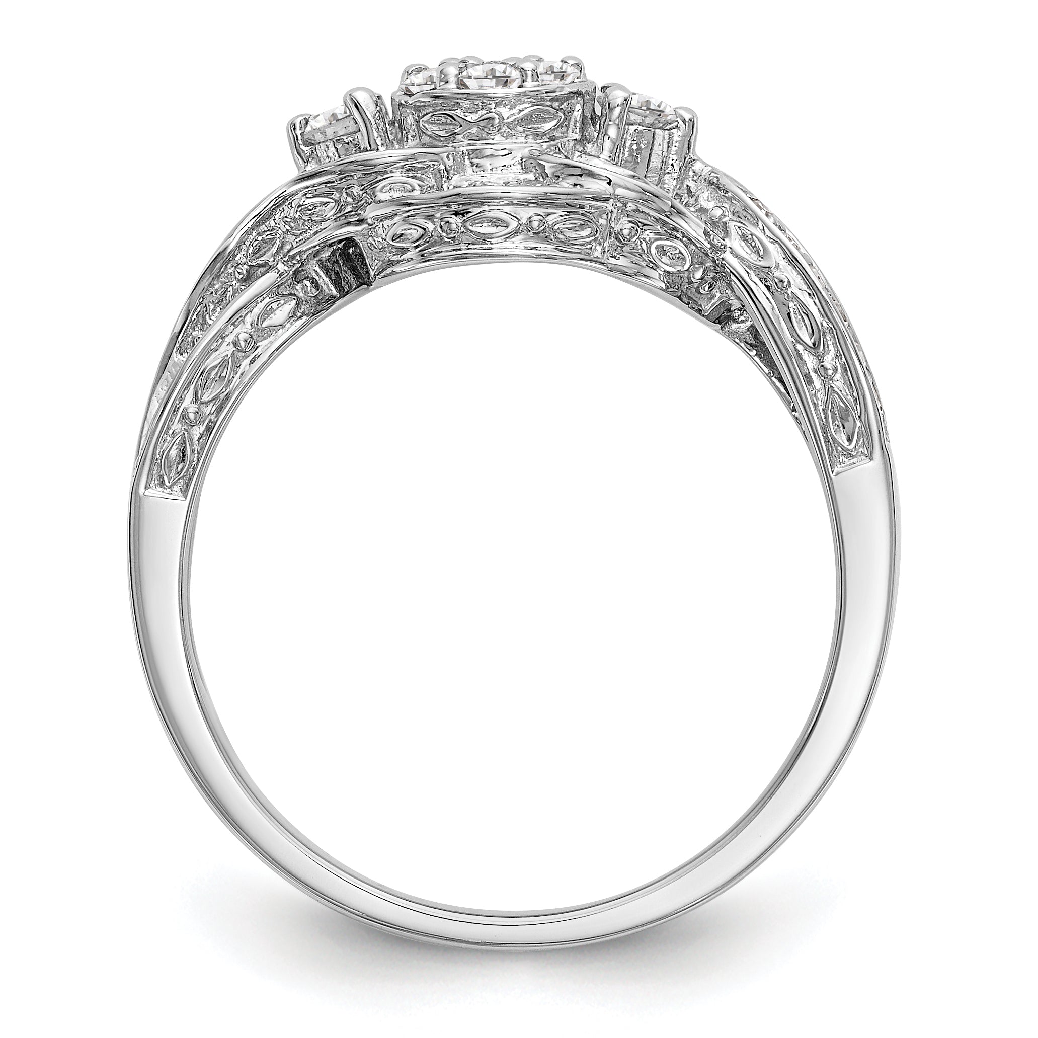14K White Gold Complete Diamond Cluster Engagement Ring Secondary image