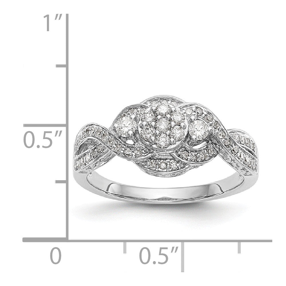 14K White Gold Complete Diamond Cluster Engagement Ring