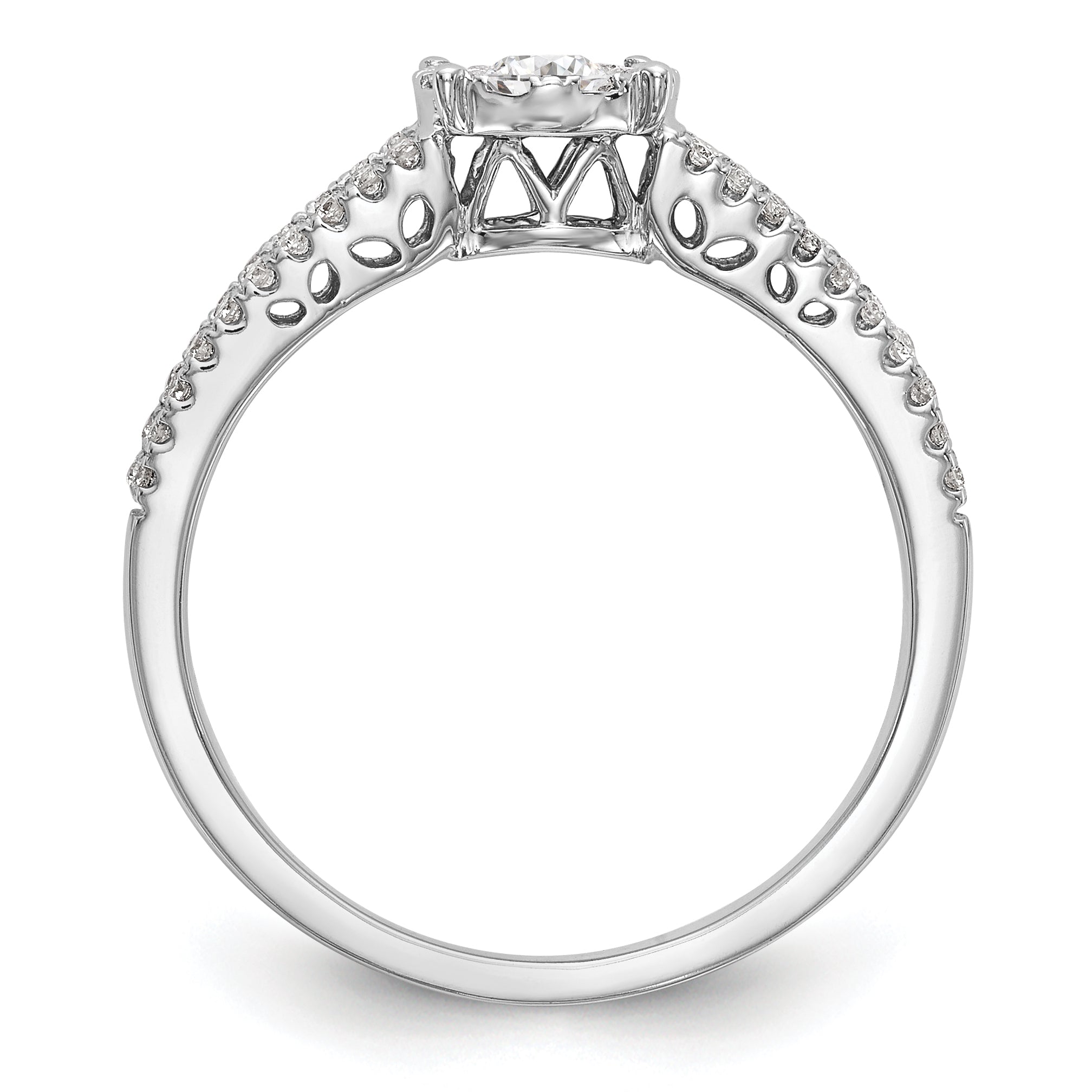 14K White Gold Halo Cluster 1/2 carat Diamond Complete Engagement Ring Secondary image