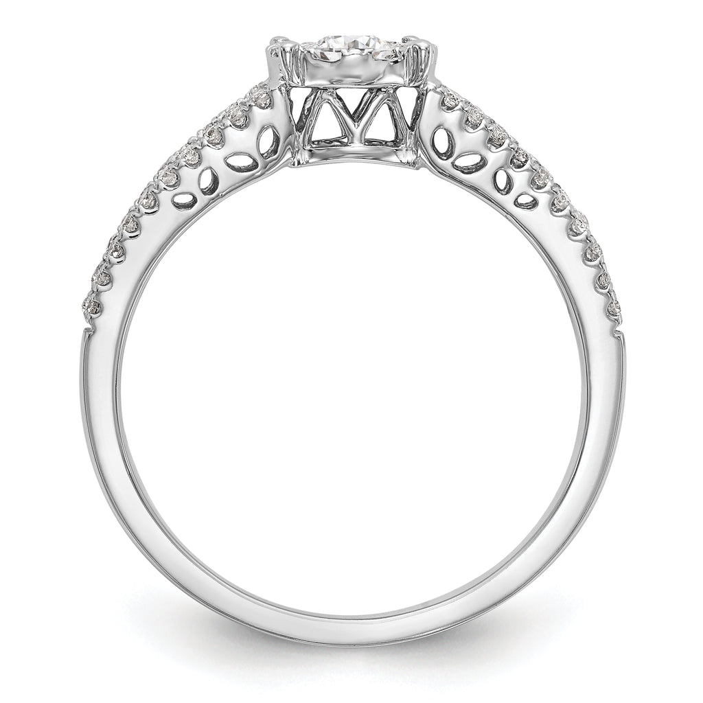 14K White Gold Halo Cluster 1/2 carat Diamond Complete Engagement Ring