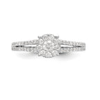 14K White Gold Halo Cluster 1/2 carat Diamond Complete Engagement Ring