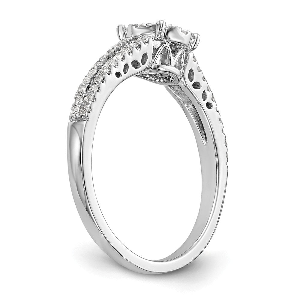 14K White Gold Halo Cluster 1/2 carat Diamond Complete Engagement Ring