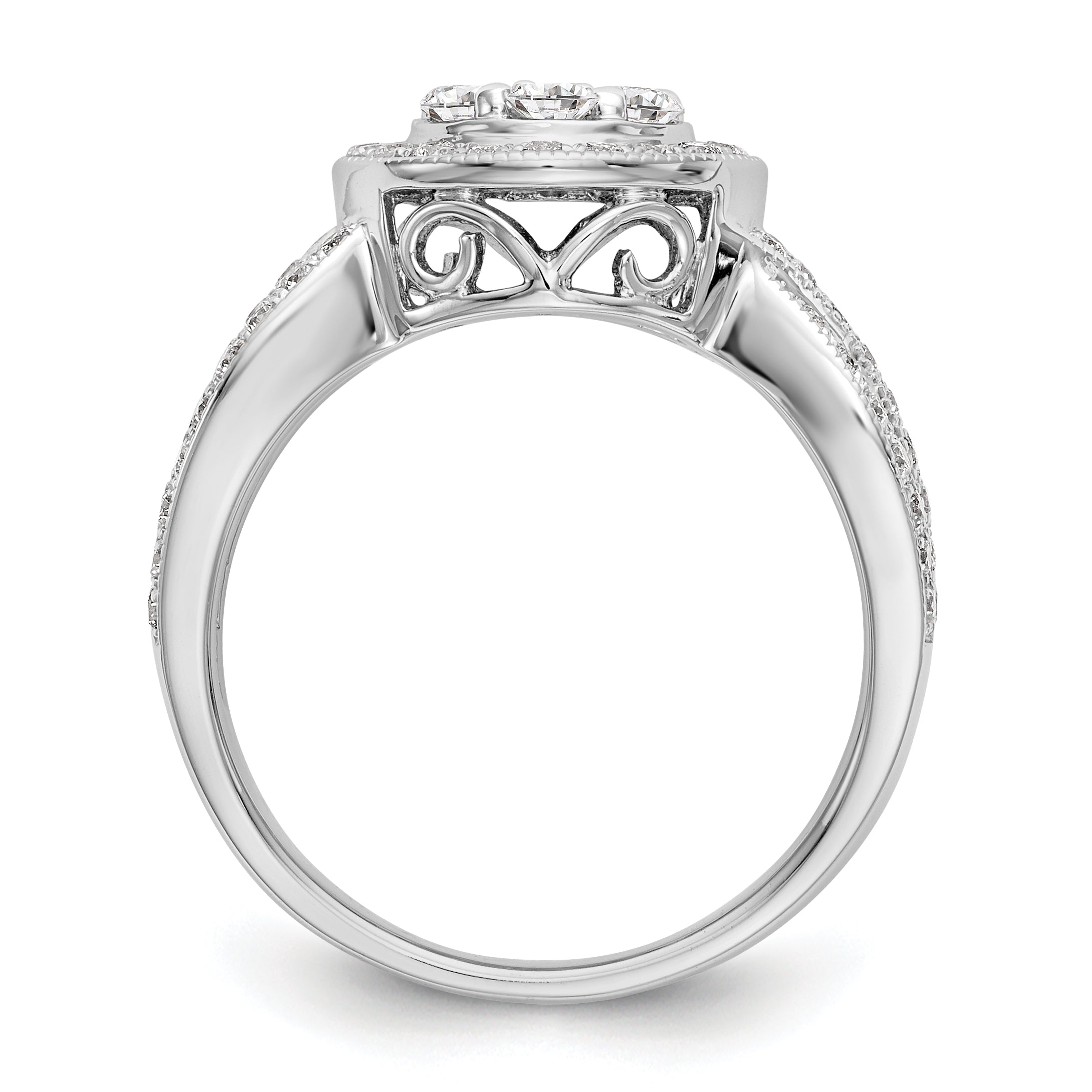 14K White Gold Complete Diamond Cluster Engagement Ring Secondary image