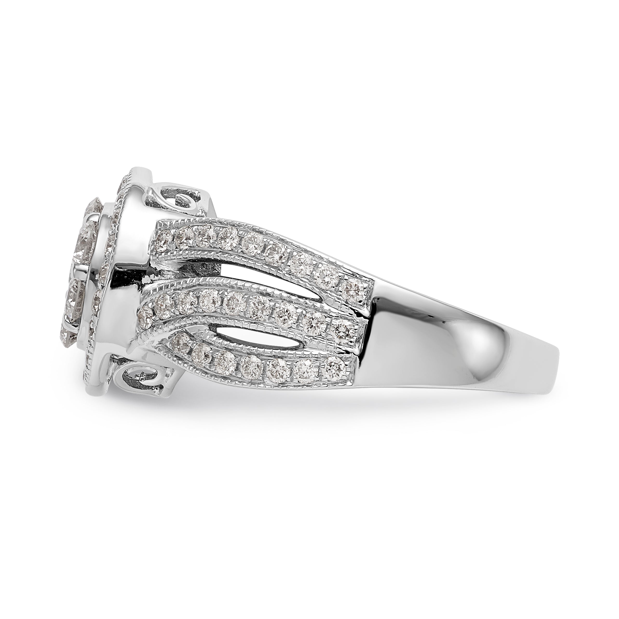 14K White Gold Complete Diamond Cluster Engagement Ring