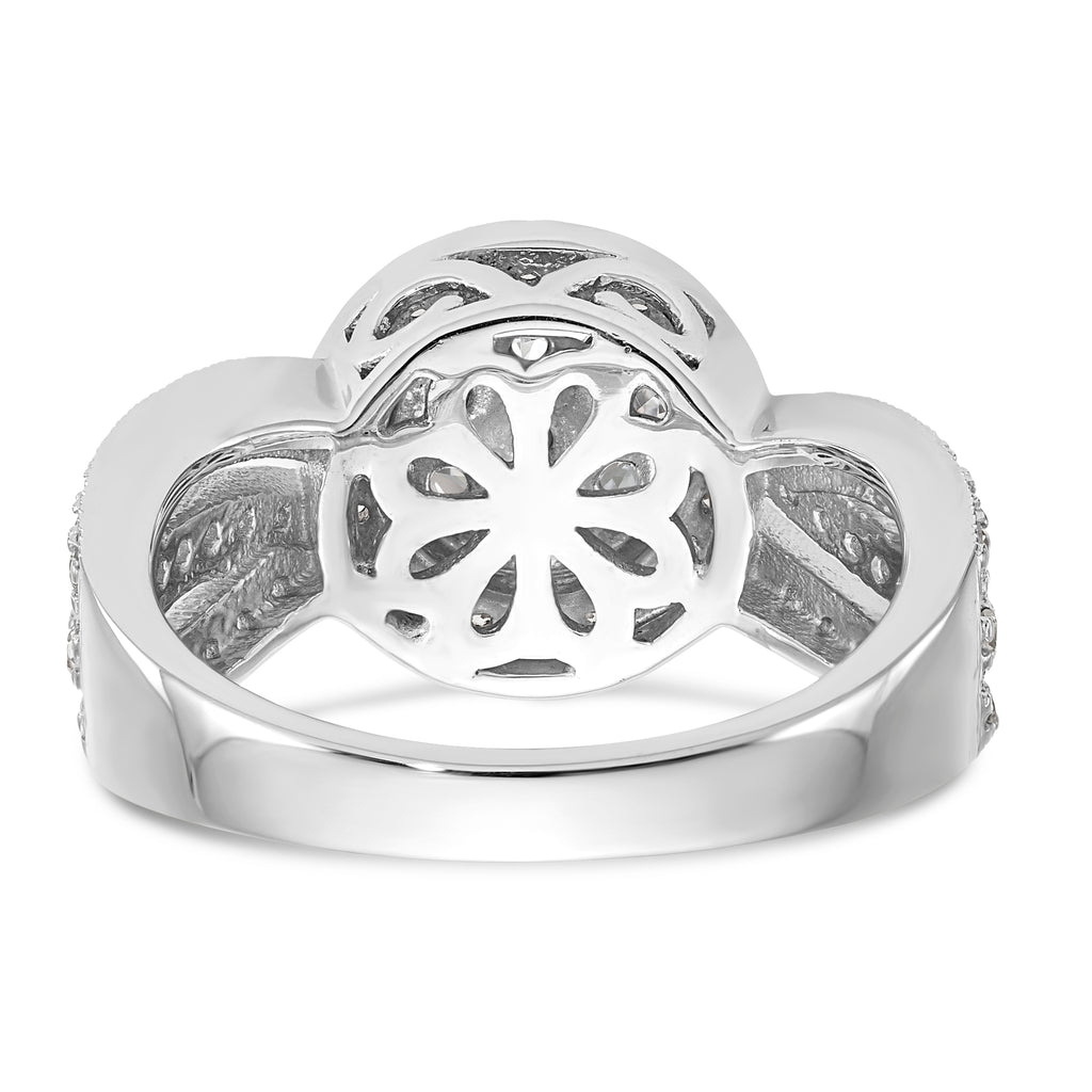 14K White Gold Complete Diamond Cluster Engagement Ring