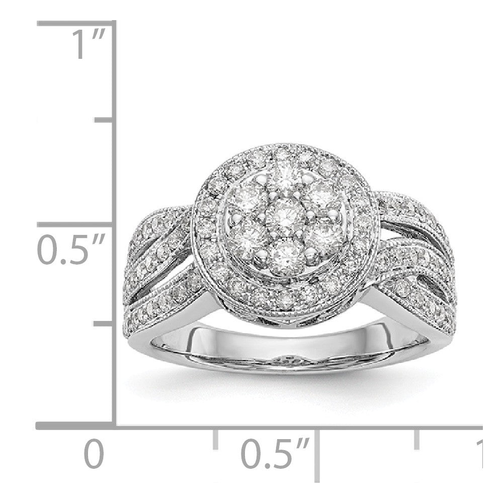 14K White Gold Complete Diamond Cluster Engagement Ring