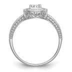 14K White Gold Square Halo Cluster 1/5 carat Princess/Round Diamond Complete Engagement Ring
