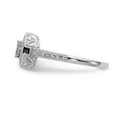 14K White Gold Square Halo Cluster 1/5 carat Princess/Round Diamond Complete Engagement Ring