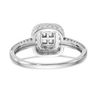 14K White Gold Square Halo Cluster 1/5 carat Princess/Round Diamond Complete Engagement Ring