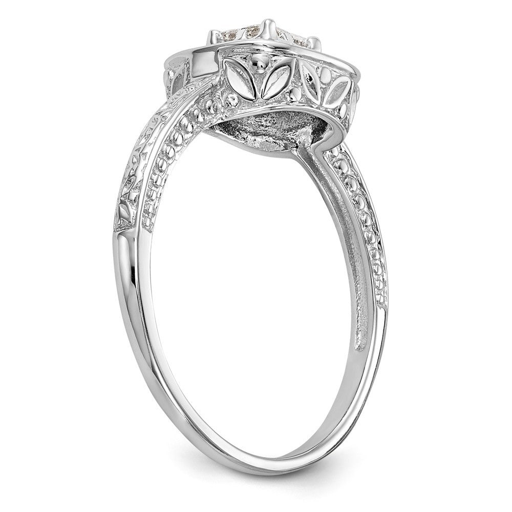 14K White Gold Square Halo Cluster 1/5 carat Princess/Round Diamond Complete Engagement Ring
