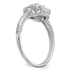 14K White Gold Square Halo Cluster 1/5 carat Princess/Round Diamond Complete Engagement Ring