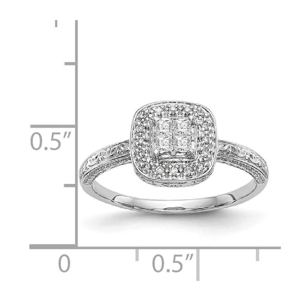 14K White Gold Complete Diamond Cluster Engagement Ring