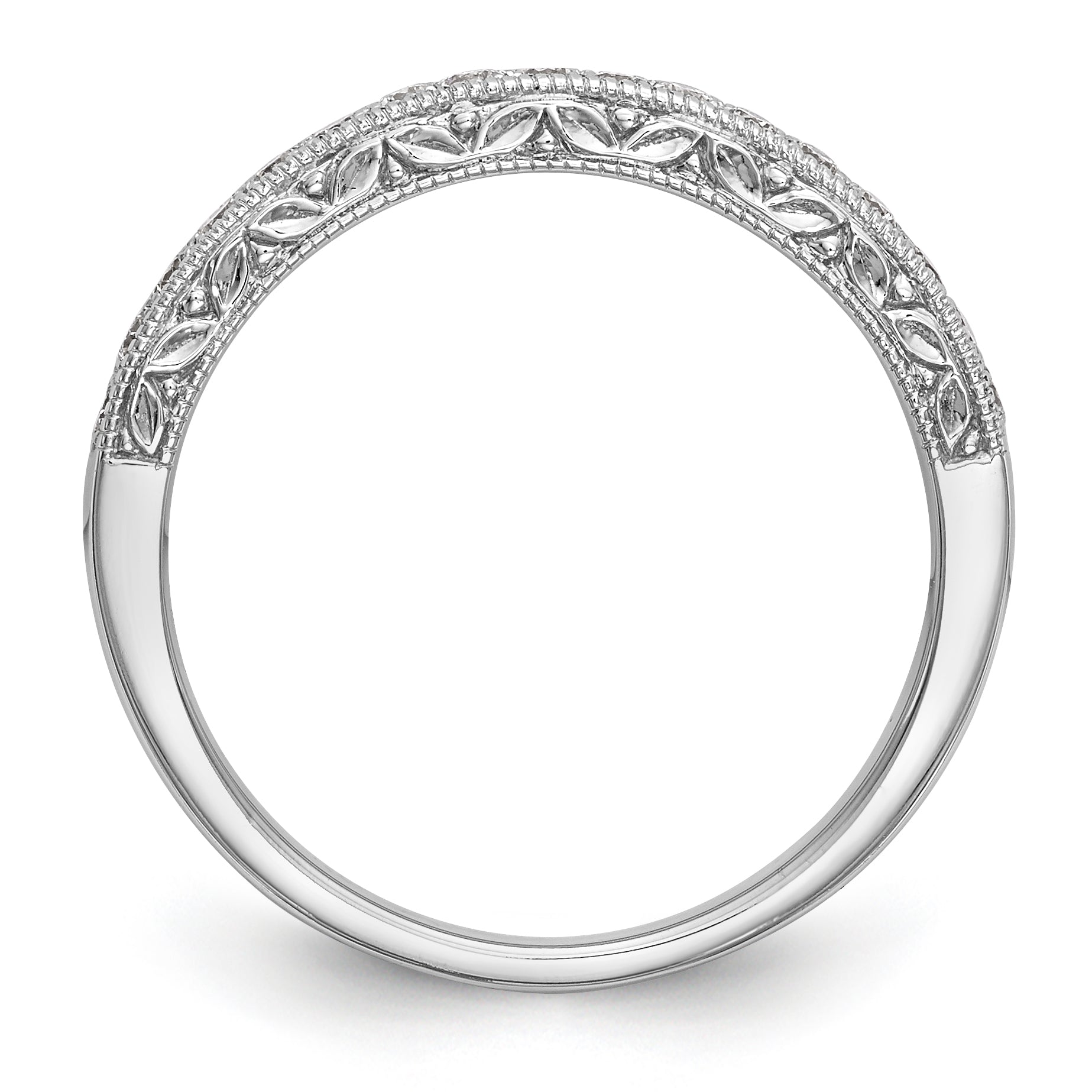 14K White Gold 1/5 carat Diamond Complete Wedding Band Secondary image