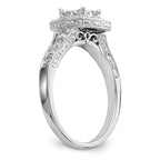 14K White Gold Square Halo Cluster 3/4 carat Princess/Round Diamond Complete Engagement Ring