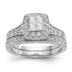 14K White Gold Complete Diamond Cluster Engagement Ring