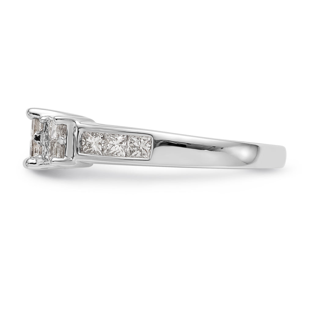 14K White Gold Complete Diamond Cluster Engagement Ring