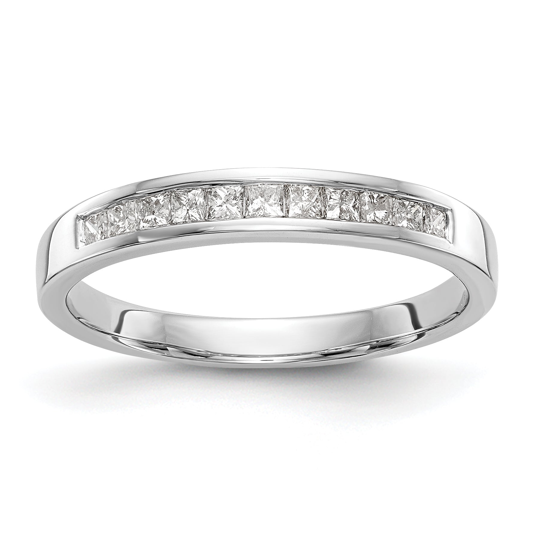 14K White Gold Channel-set 1/3 carat Princess Diamond Complete Wedding Band Main image