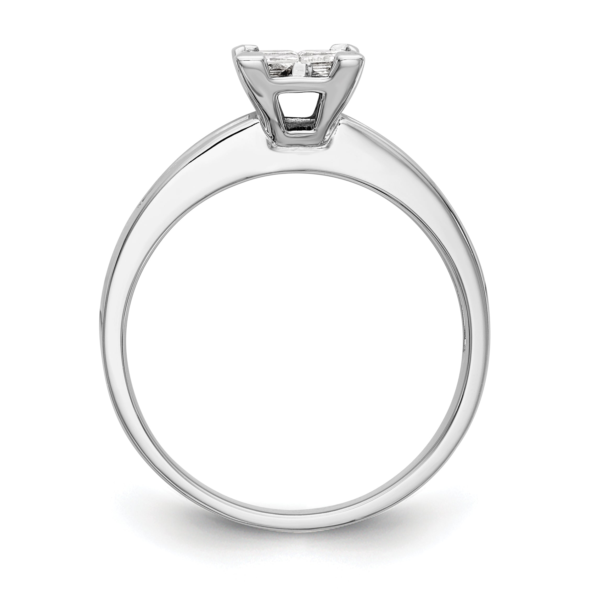 14K White Gold Square Cluster 3/4 carat Princess Diamond Complete Engagement Ring Secondary image