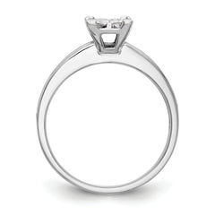 14K White Gold Square Cluster 3/4 carat Princess Diamond Complete Engagement Ring