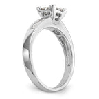 14K White Gold Square Cluster 3/4 carat Princess Diamond Complete Engagement Ring