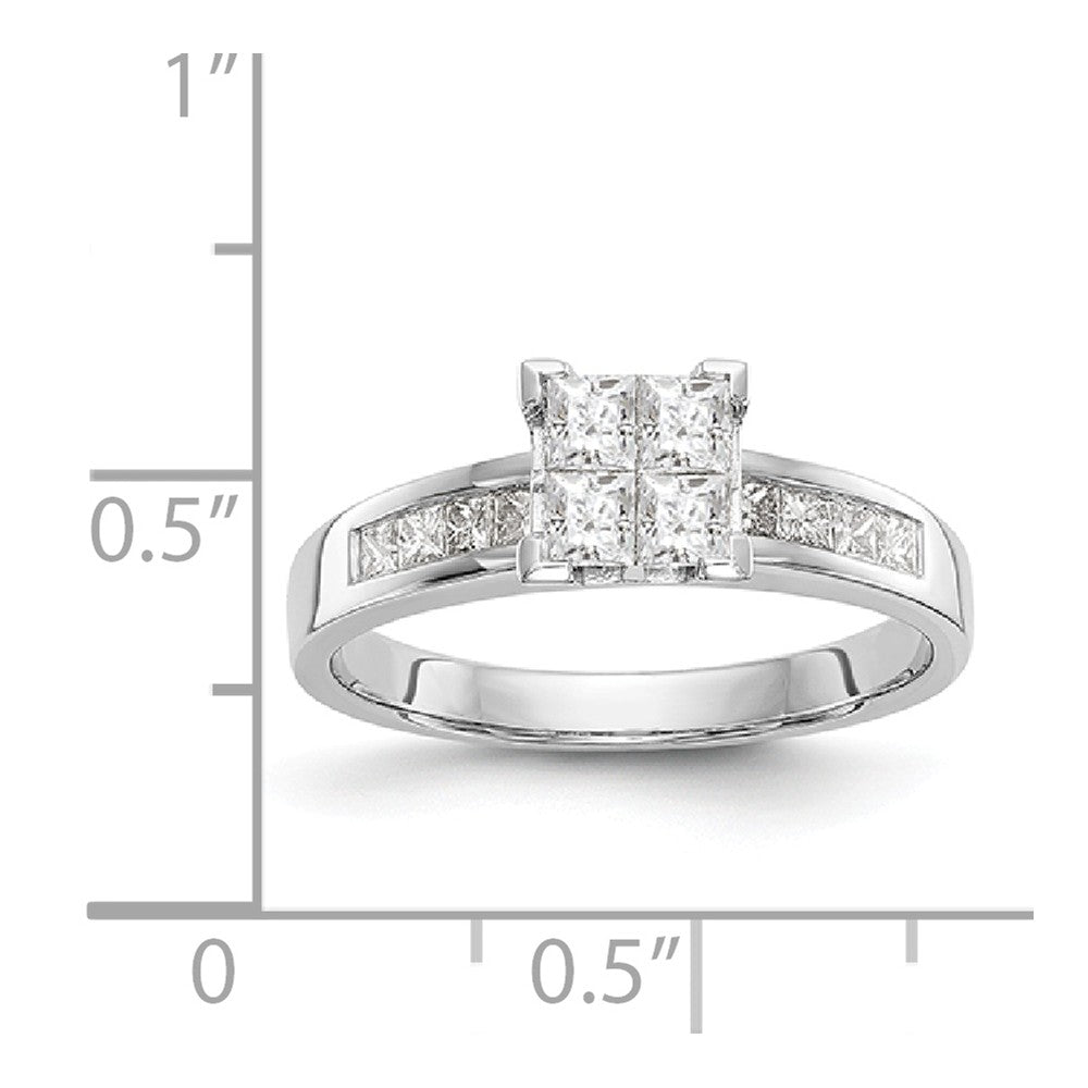 14K White Gold Complete Diamond Cluster Engagement Ring