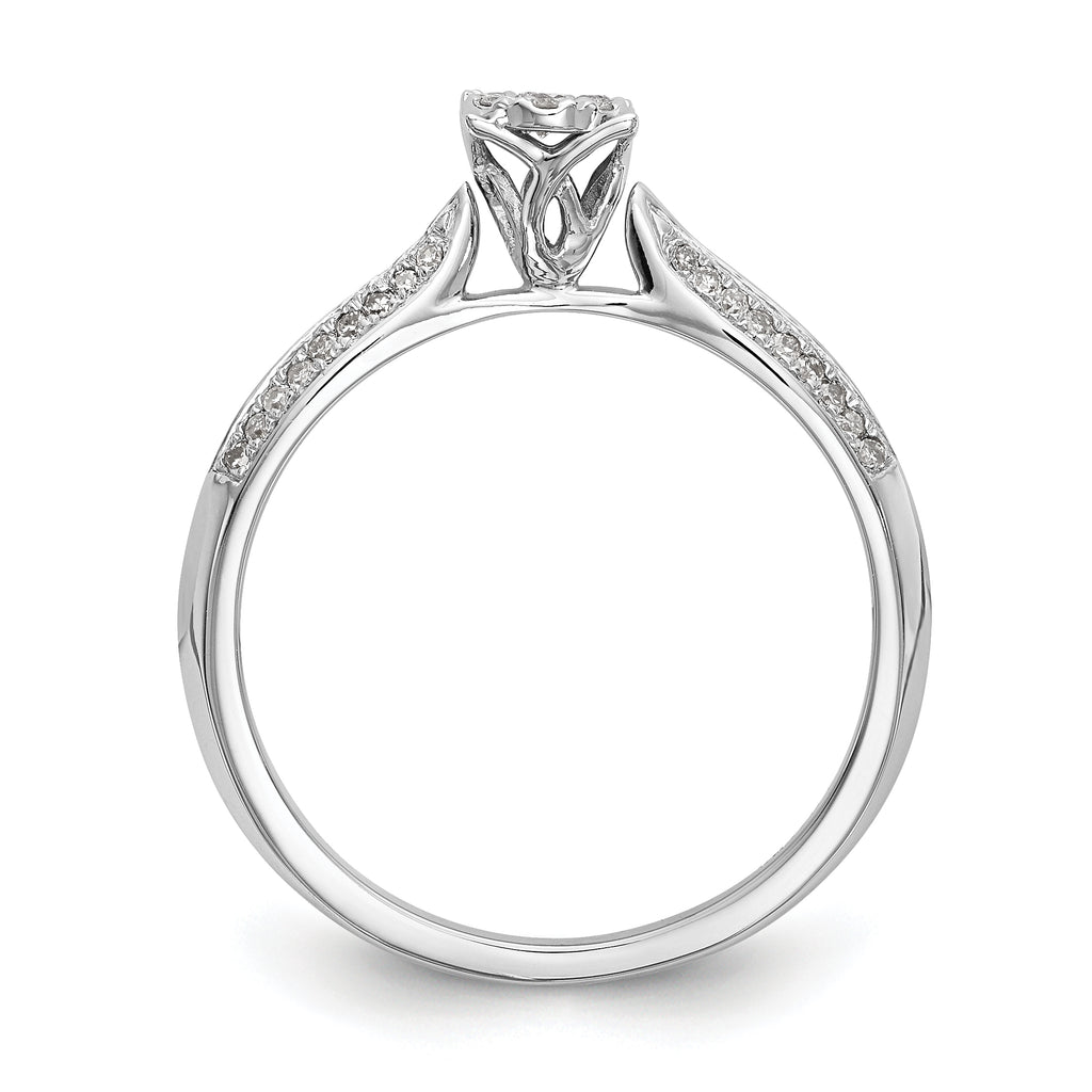 14K White Gold Complete Diamond Cluster Engagement Ring