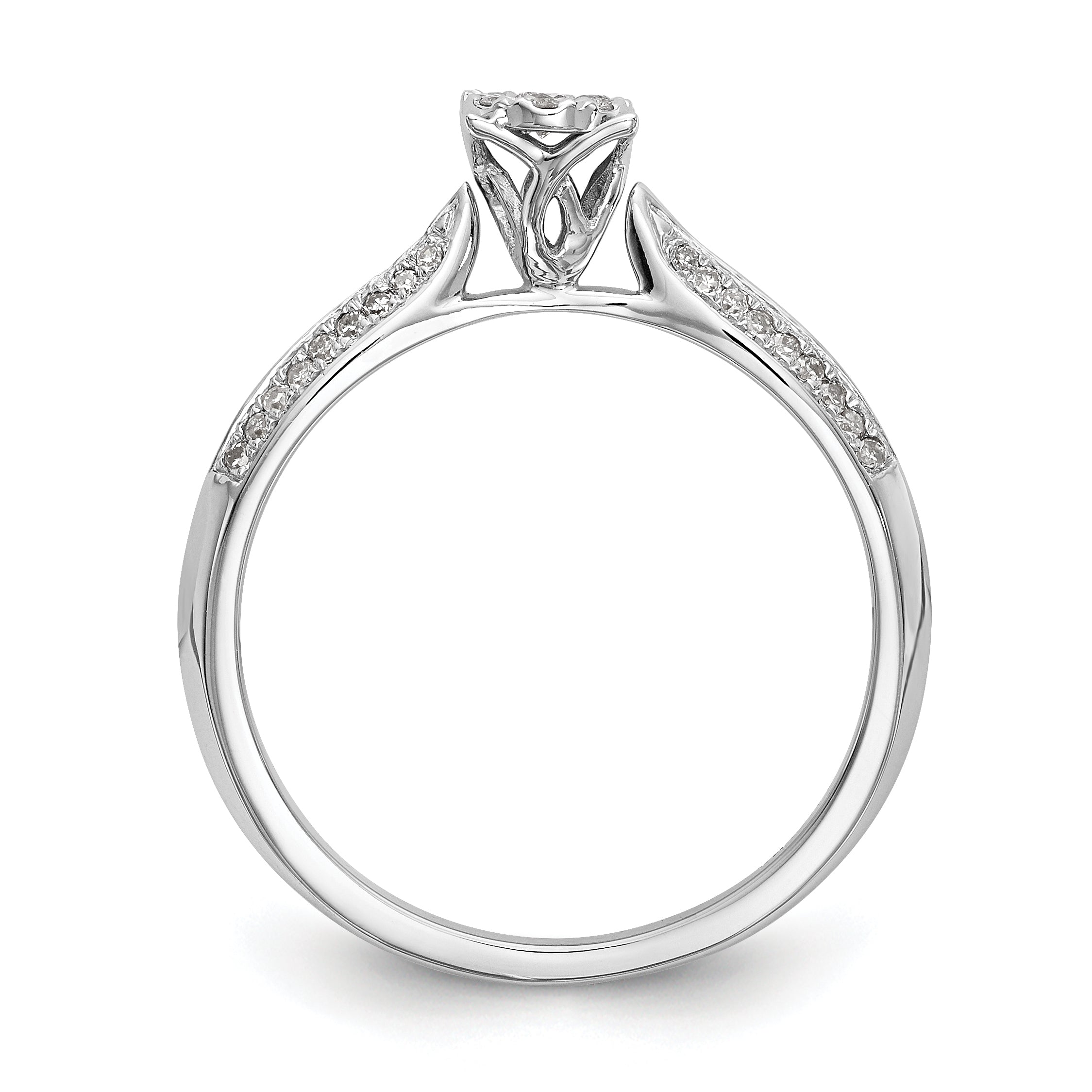 14K White Gold Complete Diamond Cluster Engagement Ring