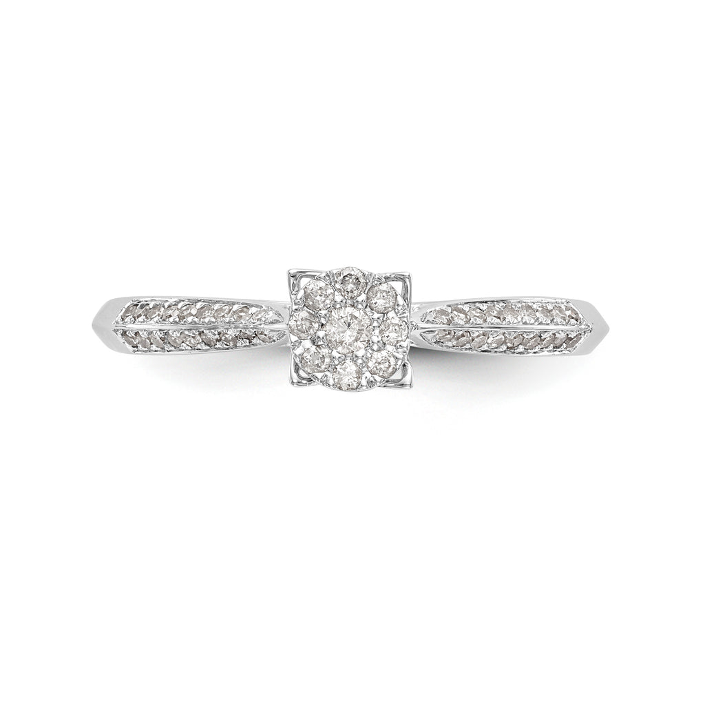 14K White Gold Complete Diamond Cluster Engagement Ring