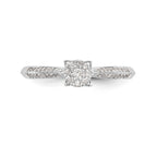 14K White Gold Complete Diamond Cluster Engagement Ring
