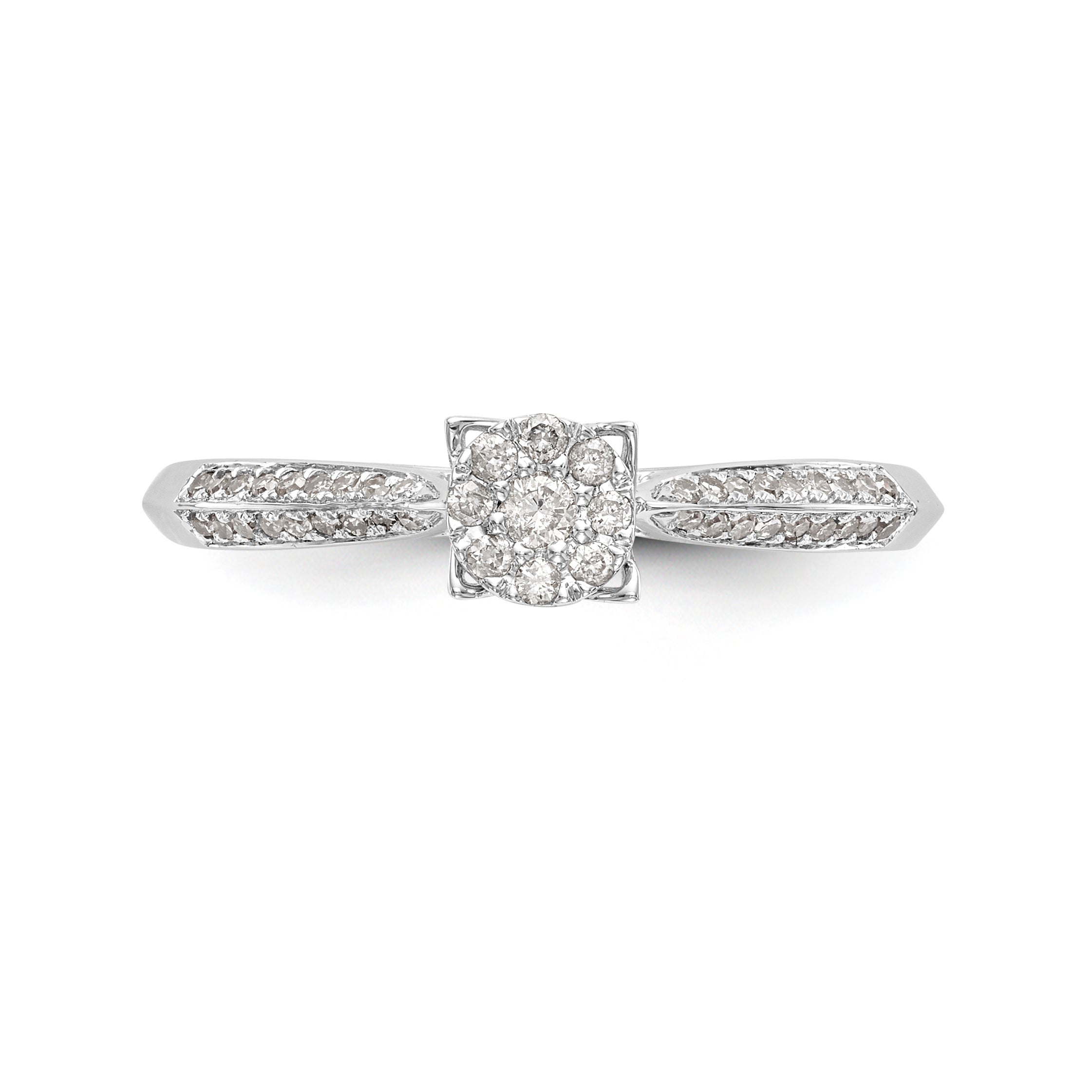 14K White Gold Complete Diamond Cluster Engagement Ring