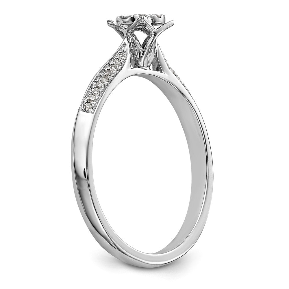 14K White Gold Complete Diamond Cluster Engagement Ring