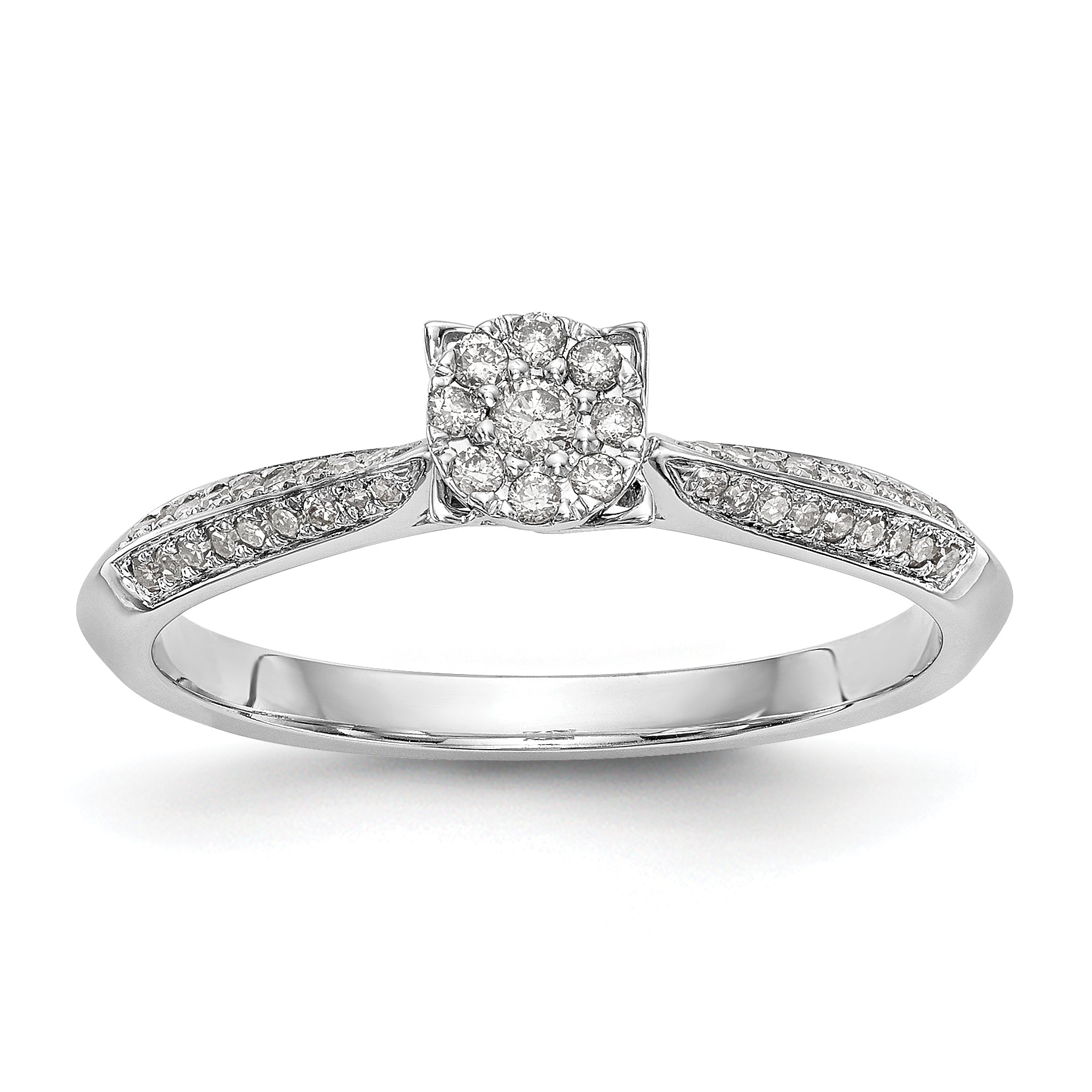 14K White Gold Complete Diamond Cluster Engagement Ring Main image