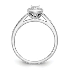 14K White Gold Square Halo Cluster 1/5 carat Diamond Complete Engagement Ring
