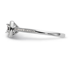 14K White Gold Square Halo Cluster 1/5 carat Diamond Complete Engagement Ring