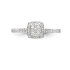 14K White Gold Square Halo Cluster 1/5 carat Diamond Complete Engagement Ring