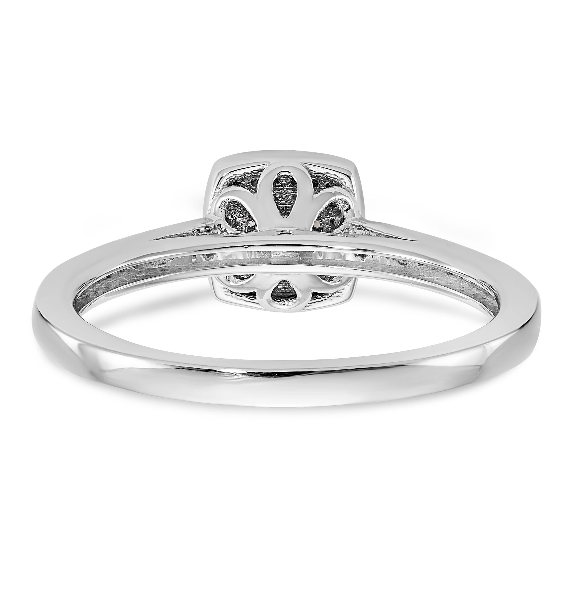 14K White Gold Square Halo Cluster 1/5 carat Diamond Complete Engagement Ring