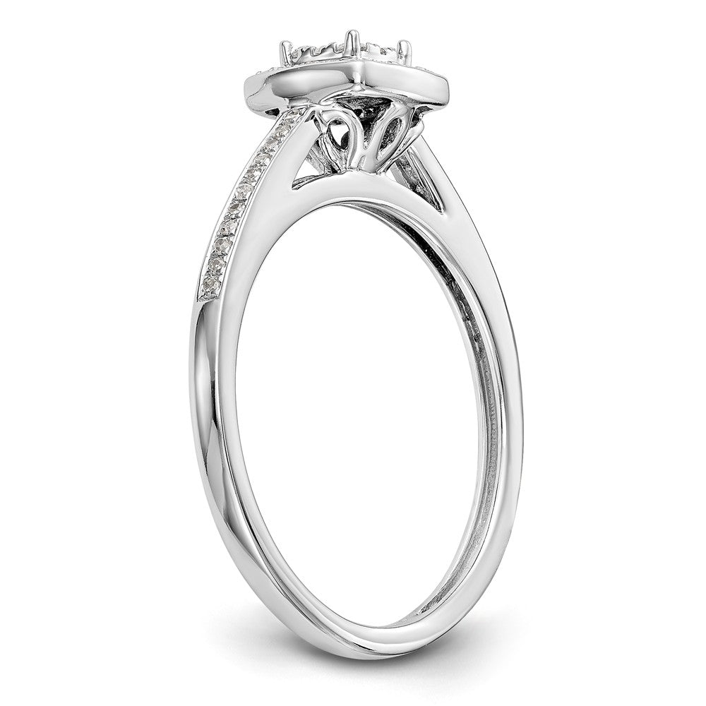 14K White Gold Square Halo Cluster 1/5 carat Diamond Complete Engagement Ring