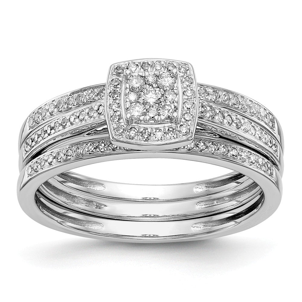 14K White Gold Complete Diamond Cluster Engagement Ring