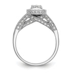 14K White Gold Square Halo Cluster 1/2 carat Diamond Complete Engagement Ring
