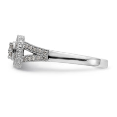 14K White Gold Square Halo Cluster 1/2 carat Diamond Complete Engagement Ring