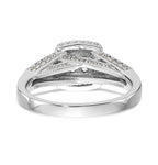 14K White Gold Square Halo Cluster 1/2 carat Diamond Complete Engagement Ring