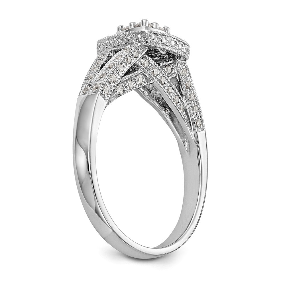14K White Gold Square Halo Cluster 1/2 carat Diamond Complete Engagement Ring