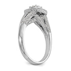 14K White Gold Square Halo Cluster 1/2 carat Diamond Complete Engagement Ring