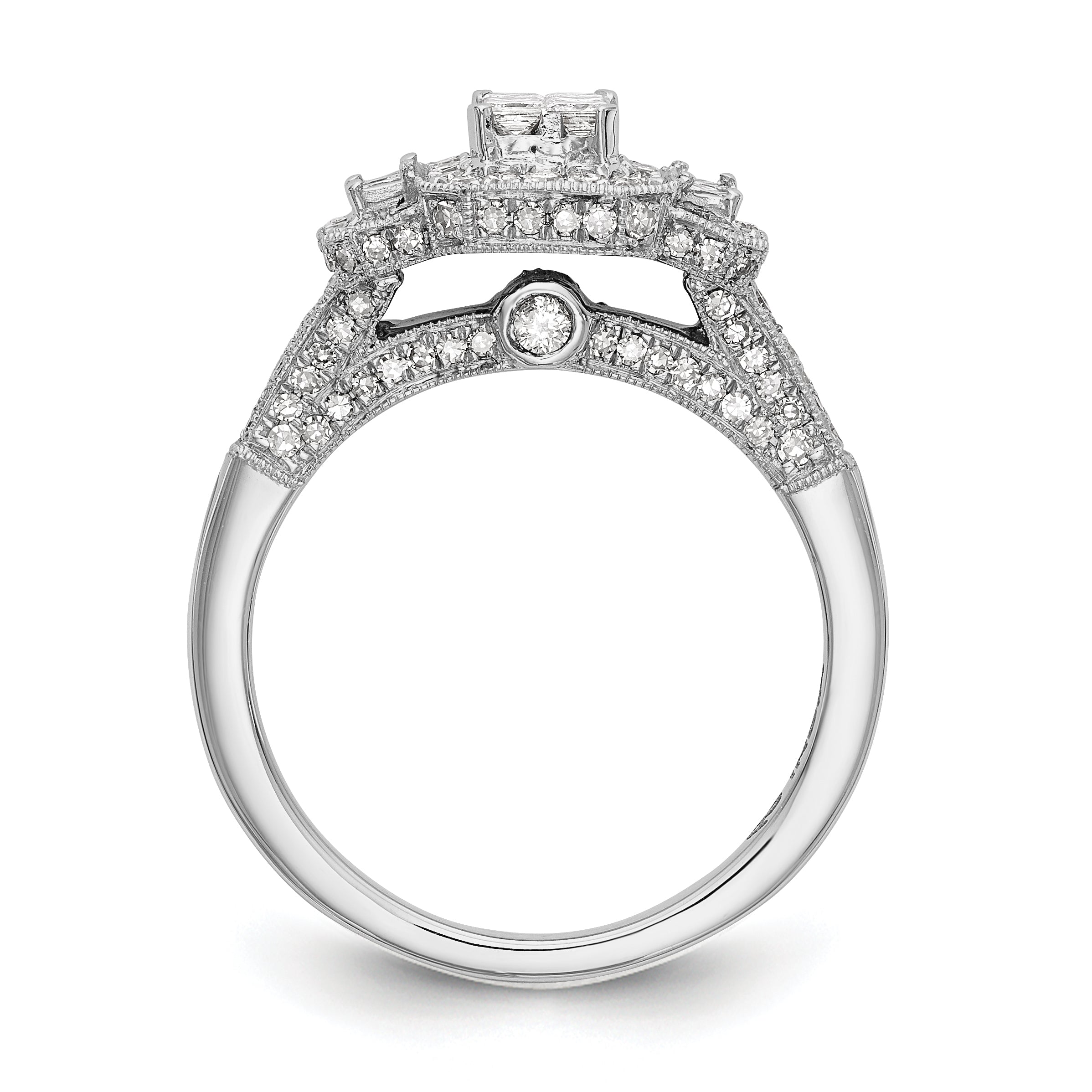 14K White Gold Complete Diamond Cluster Engagement Ring Secondary image