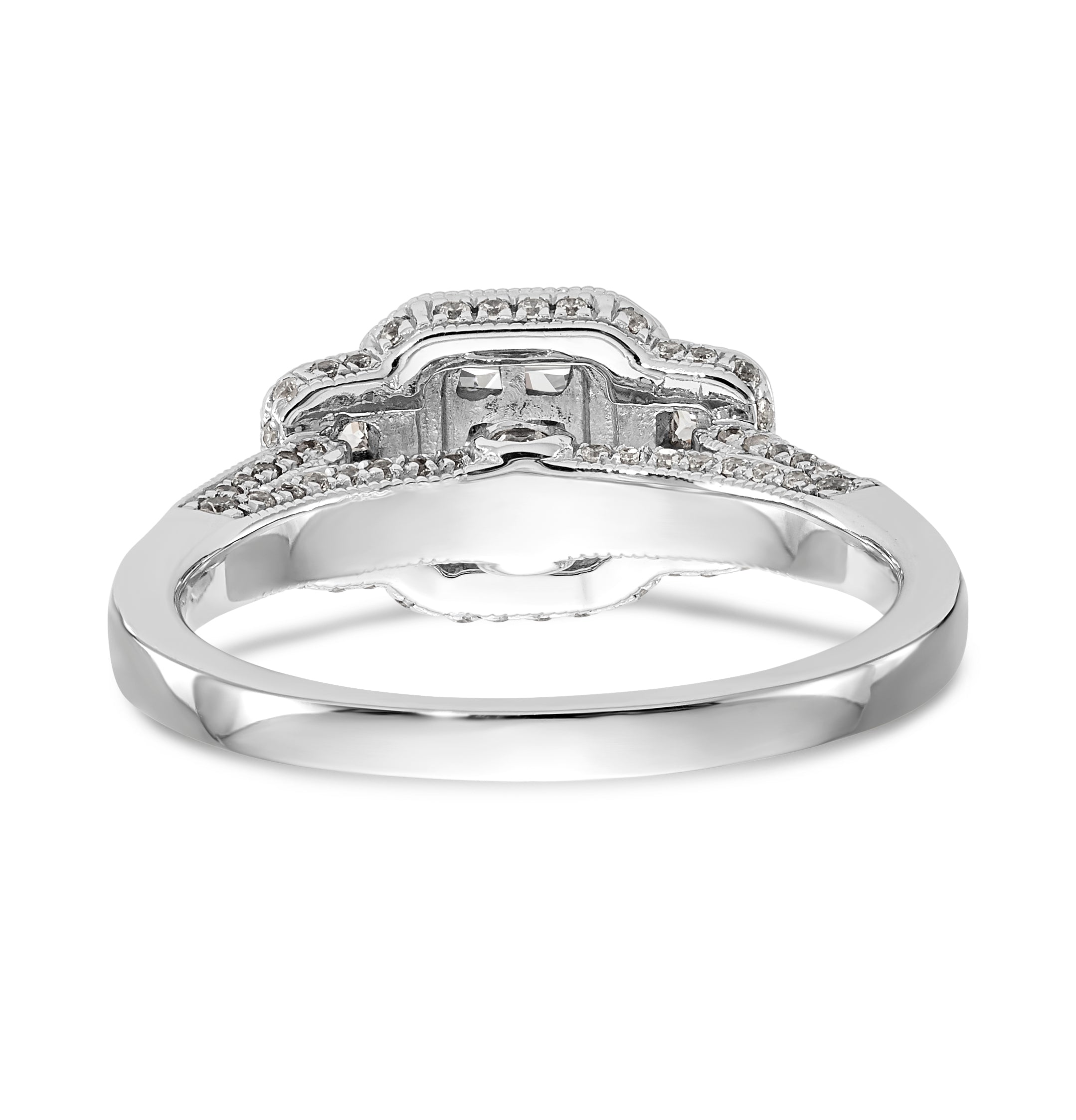14K White Gold Complete Diamond Cluster Engagement Ring