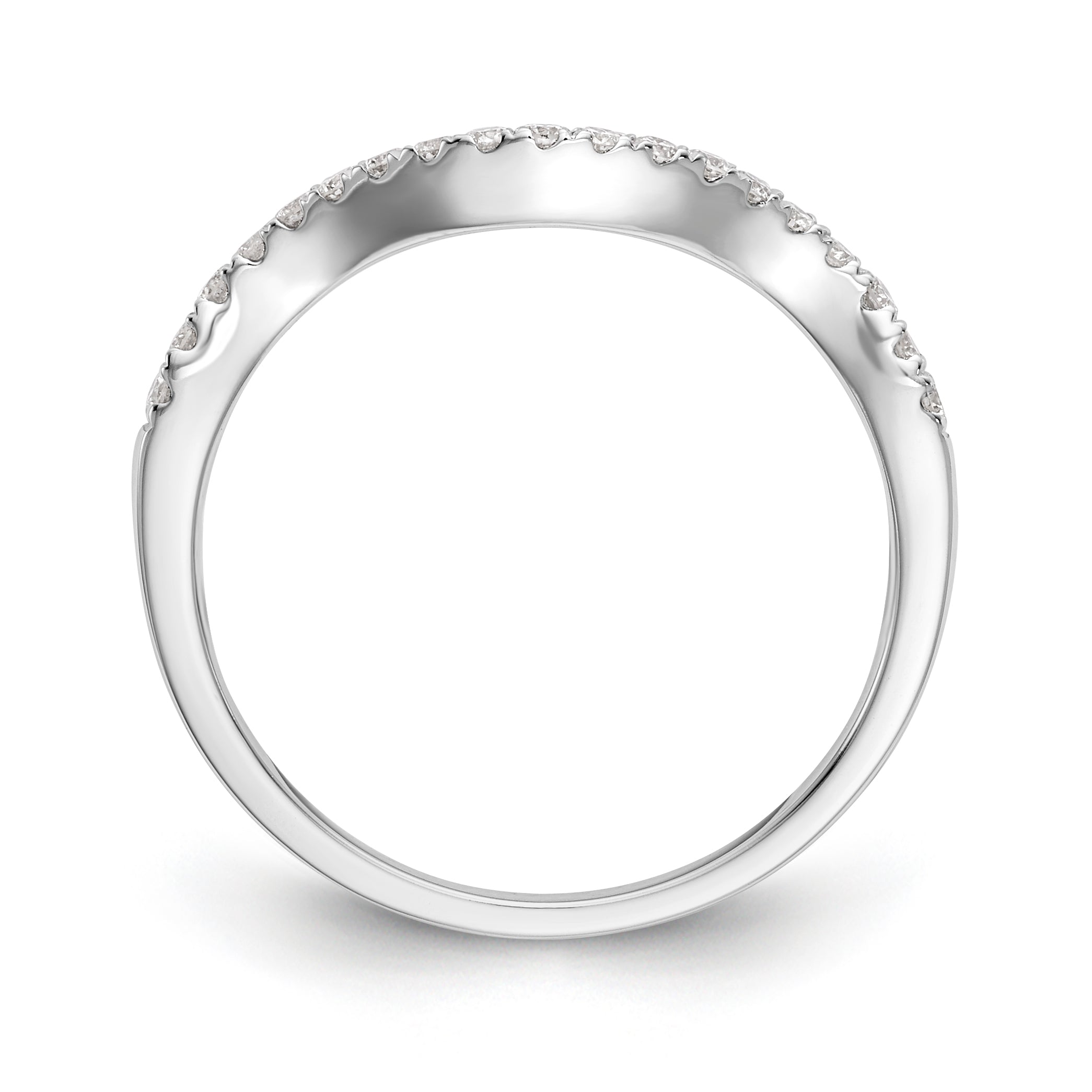 14K White Gold 1/5 carat Diamond Contoured Complete Wedding Band Secondary image