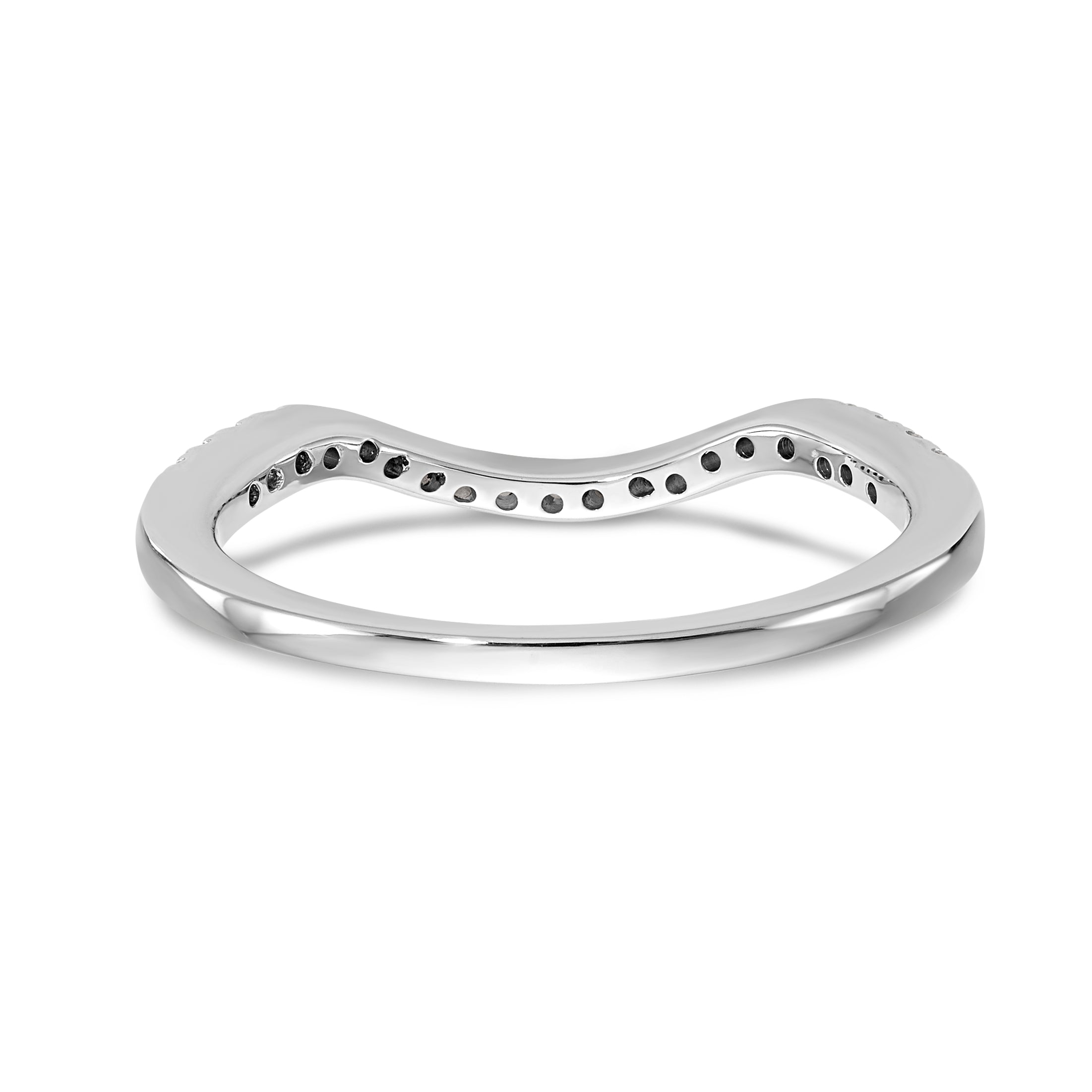 14K White Gold 1/5 carat Diamond Contoured Complete Wedding Band