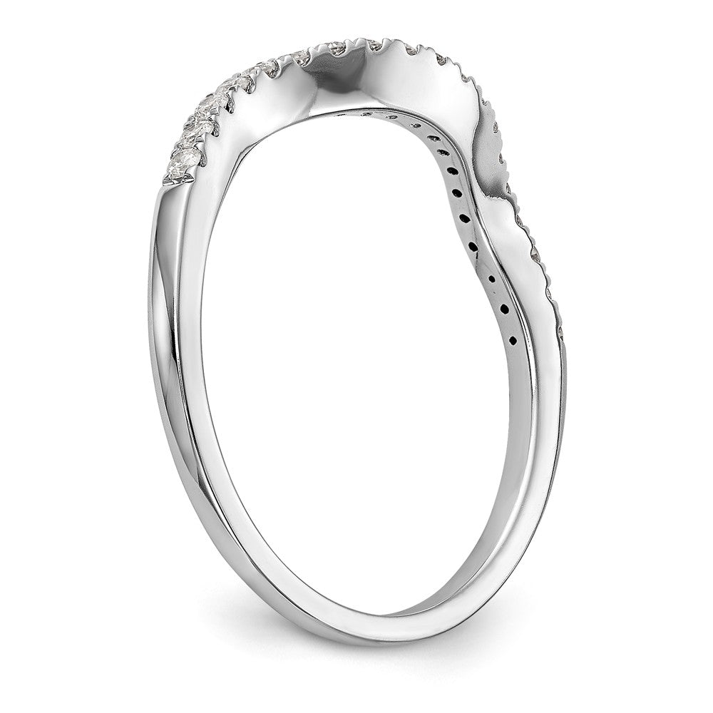 14K White Gold 1/5 carat Diamond Contoured Complete Wedding Band