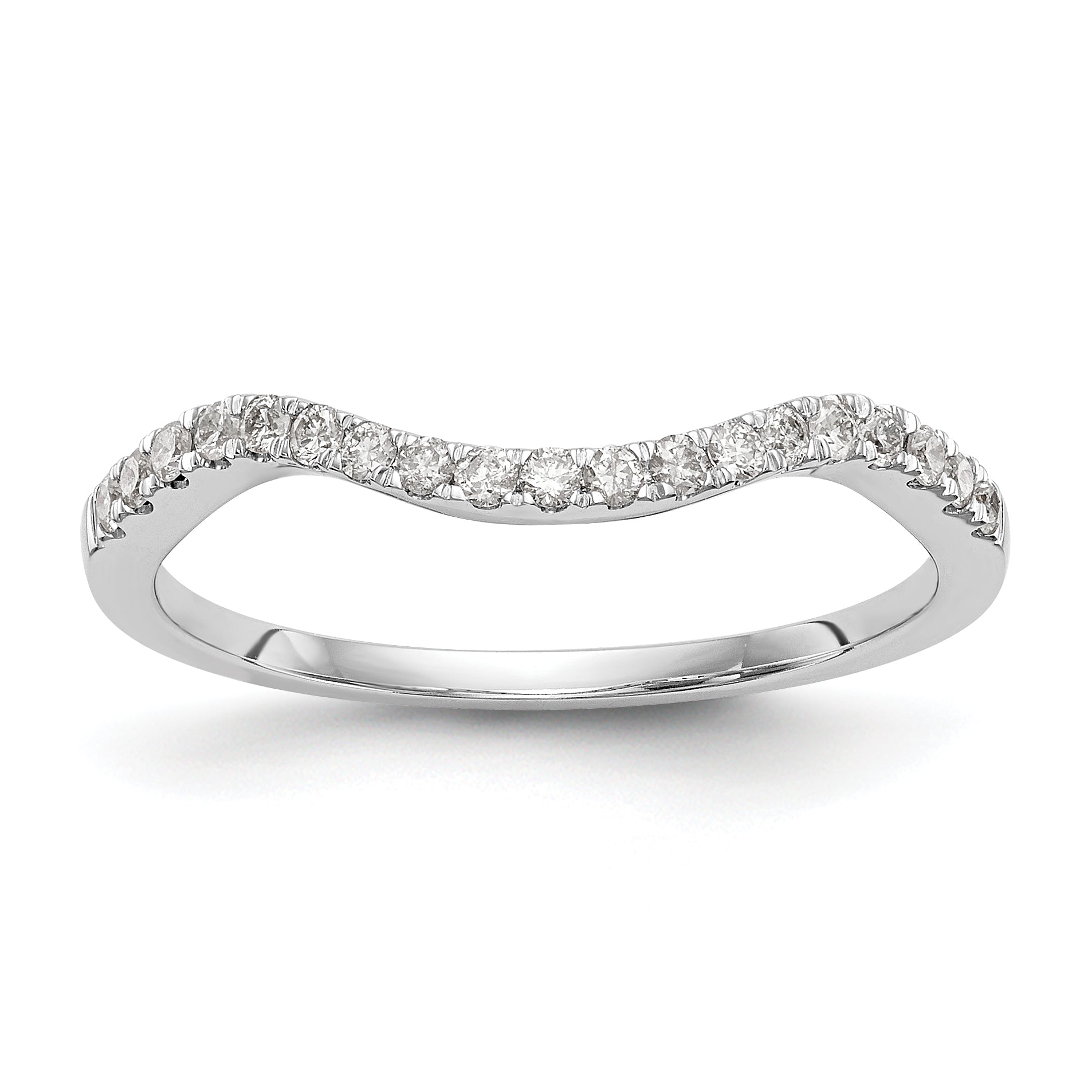14K White Gold 1/5 carat Diamond Contoured Complete Wedding Band Main image