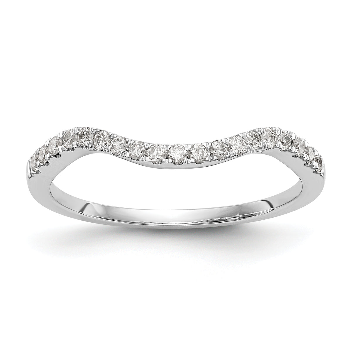 14K White Gold 1/5 carat Diamond Contoured Complete Wedding Band